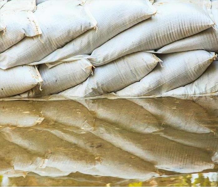 water barrier of sand bag to prevent flood